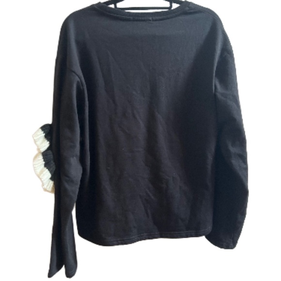 Zara Trafaluc Black Rosette & Ruffle Sweatshirt Size Large - Picture 4 of 5
